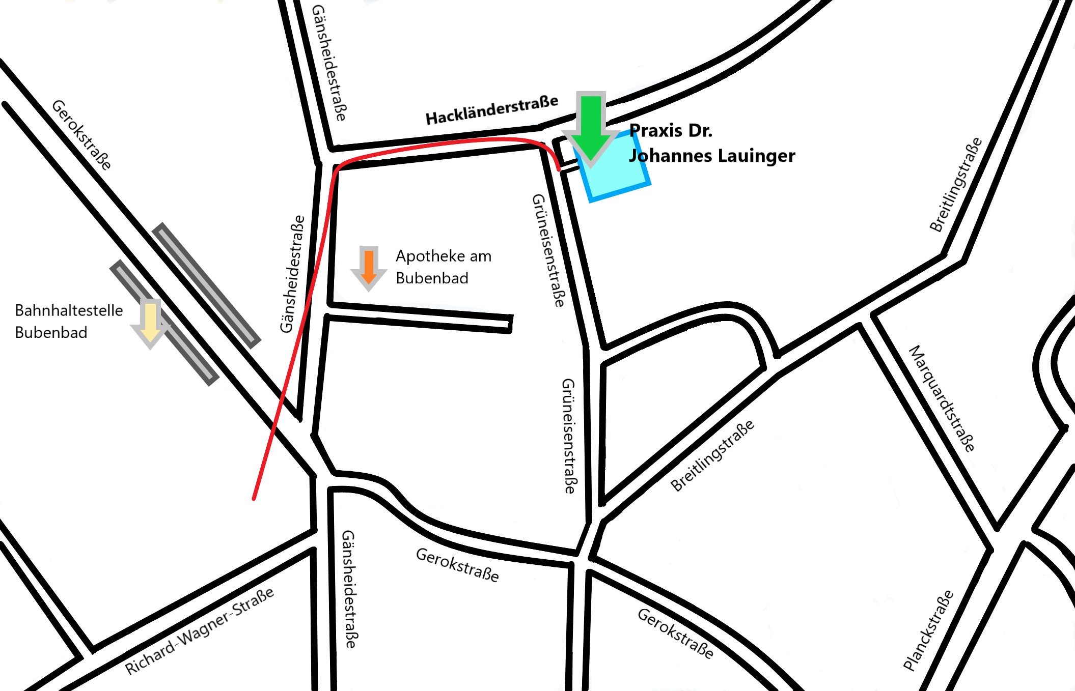 Illustration: Lage der Praxis in Stuttgart